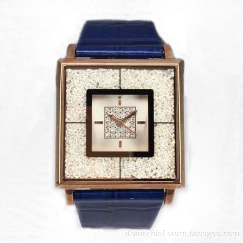 Custom Genuine Leather Lady Watch Stainless Steel Case Wrist Watch